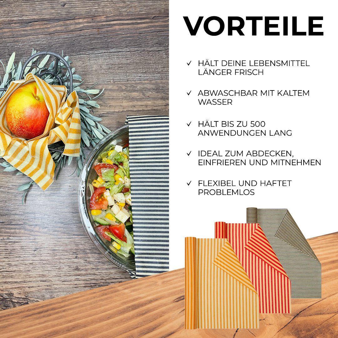 Bio - Bienenwachstuch Rolle (30x90cm) – Nachhaltig &amp; Ökologisch Verpacken - Honigprinz