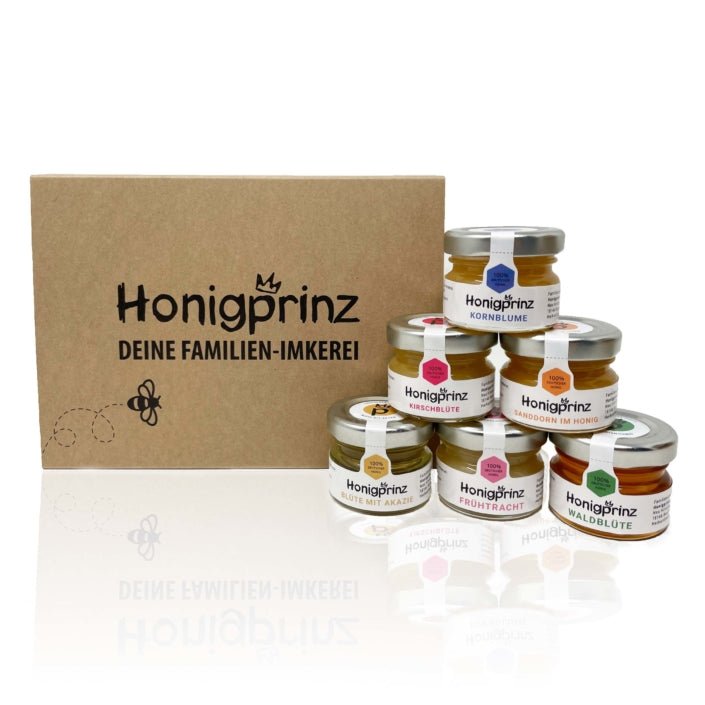 Geschenkbox – Probierset mit 6 x 28g Honig - Honigprinz