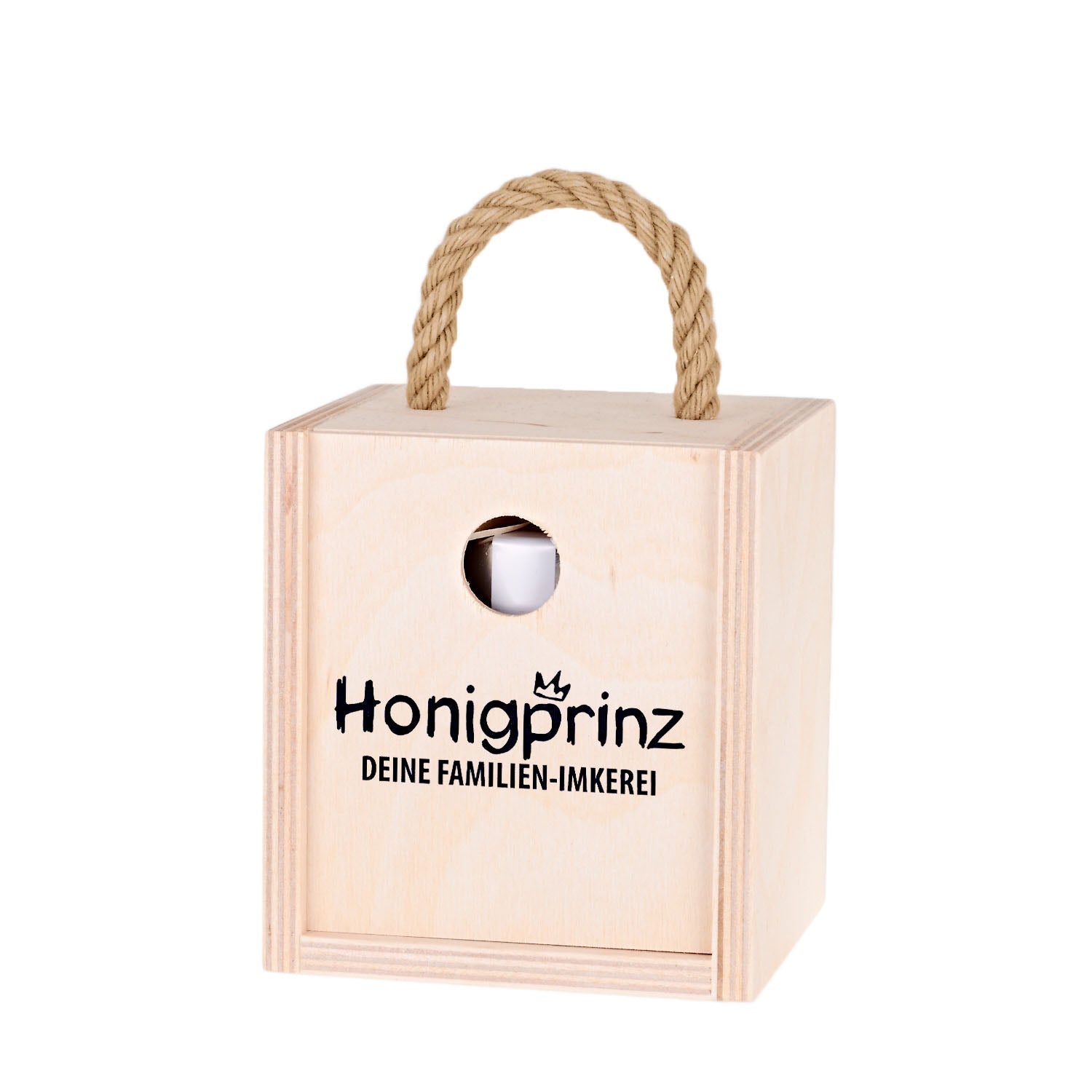 So trägt man Honig – Holzbox mit Kordel inkl. 1 x 250g Honig (Rapshonig oder Lindenhonig) - Honigprinz